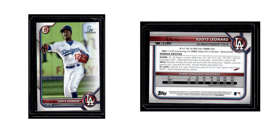 Eddys Leonard 2022 Bowman Prospects #BP-57 Los Angeles Dodgers Baseball Card NM