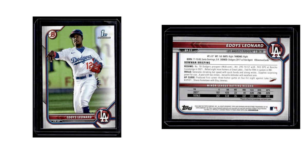 Eddys Leonard 2022 Bowman Prospects #BP-57 Los Angeles Dodgers Baseball Card NM