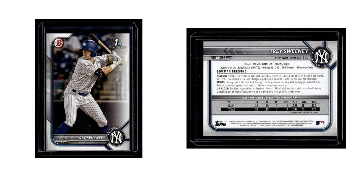 Trey Sweeney 2022 Bowman Prospects #BP-137 New York Yankees Baseball Card NM