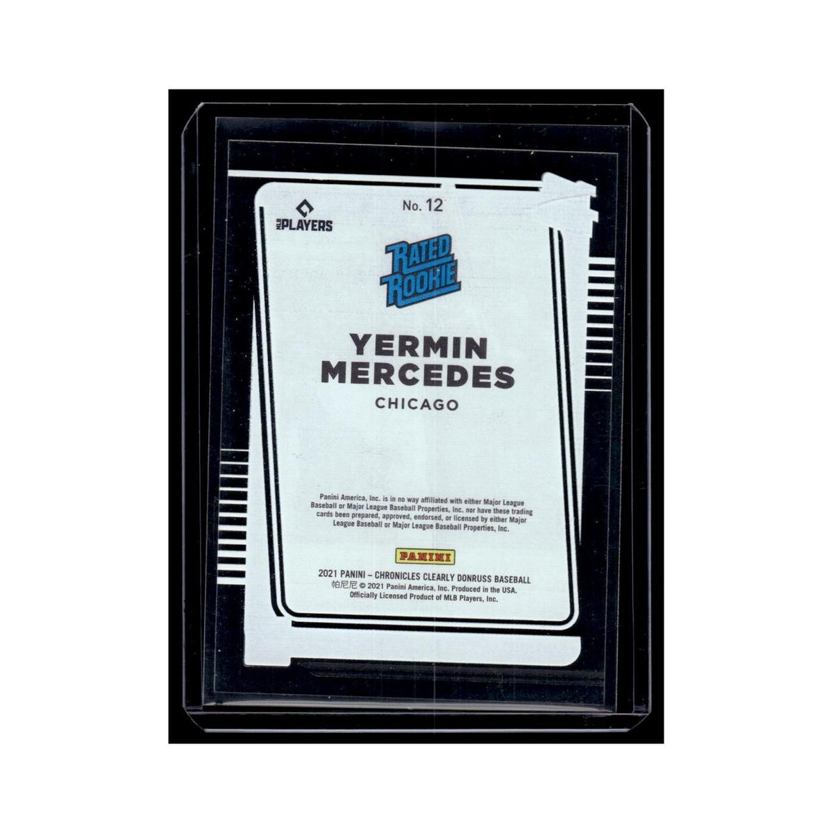 Yermin Mercedes 2021 Panini Chronicles Clearly Donruss Rated Rookie #12 NM