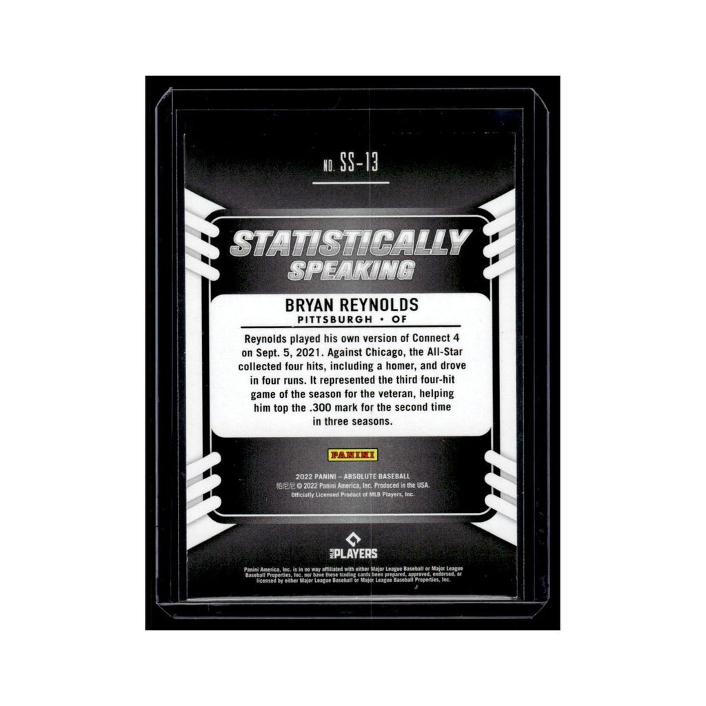 Bryan Reynolds 2022 Panini Absolute Statistically Speaking #SS-13 Pirates NM