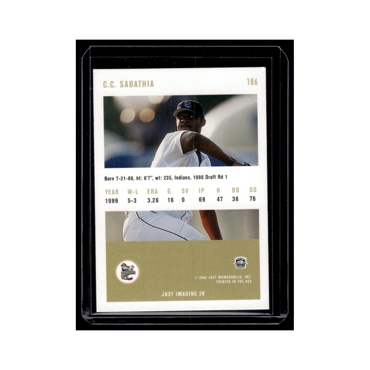 CC Sabathia 2000 Just #186 Mahoning Valley Scrappers Baseball Card NM