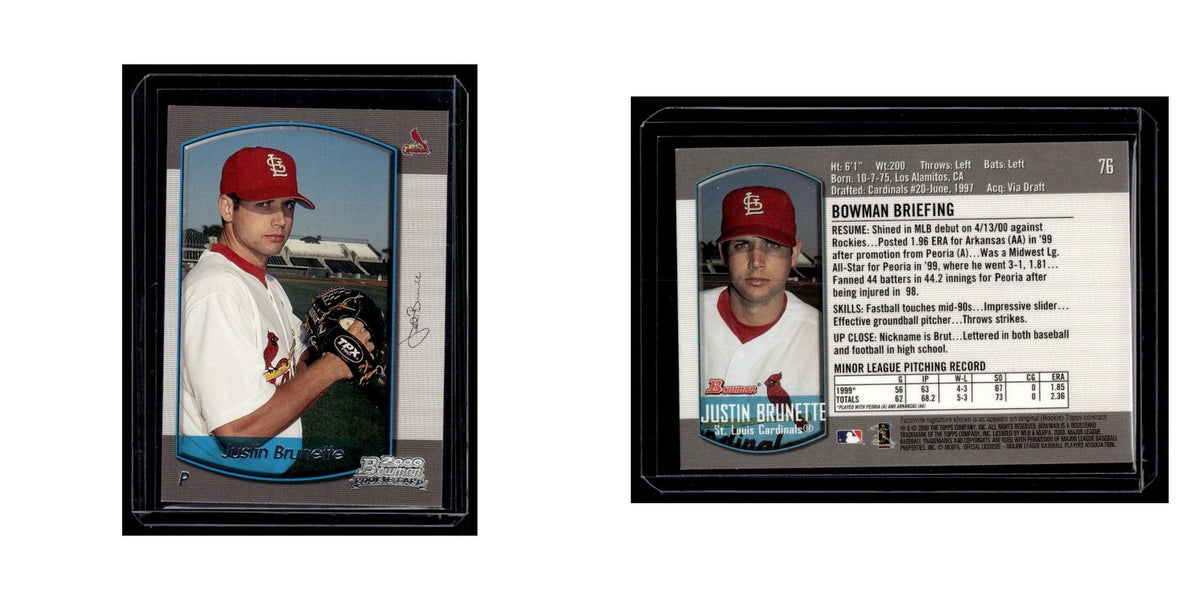 Justin Brunette Rookie 2000 Bowman #76 St. Louis Cardinals Baseball Card NM