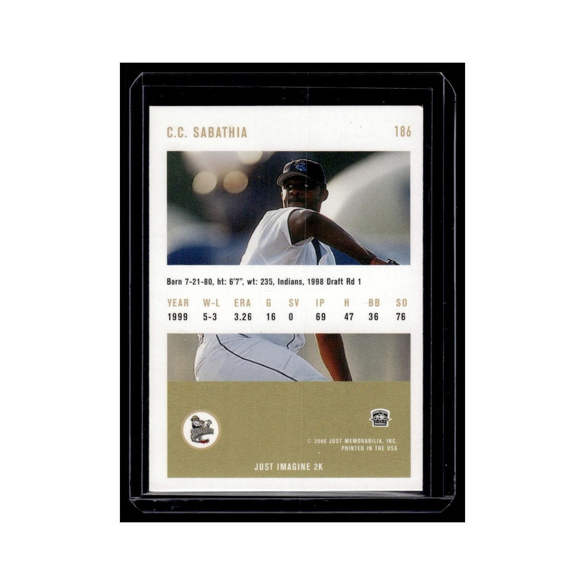 CC Sabathia 2000 Just #186 Mahoning Valley Scrappers Baseball Card NM