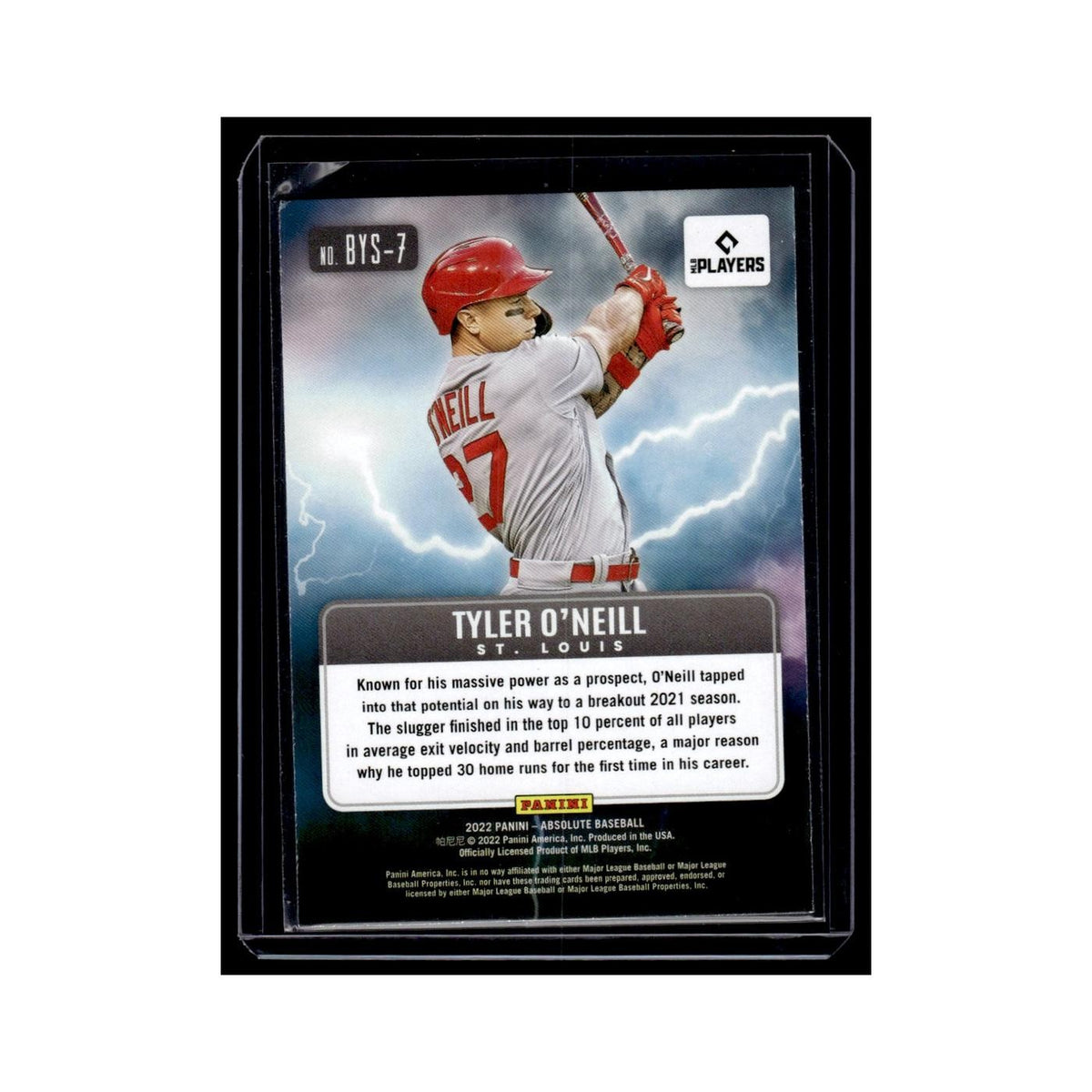 Tyler O'Neill 2022 Panini Absolute By Storm #BYS-7 St. Louis Cardinals NM