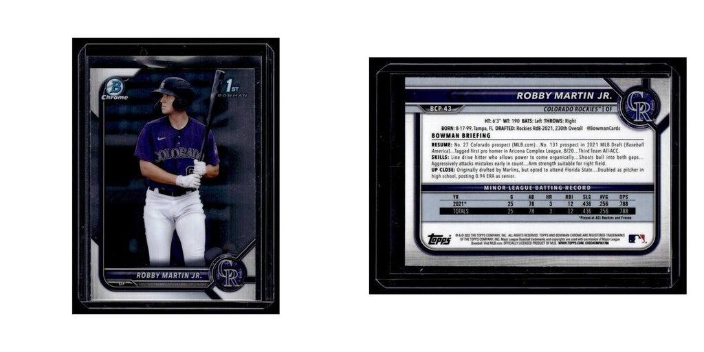 Robby Martin Jr. 2022 Bowman Chrome Prospects #BCP-43 Colorado Rockies NM