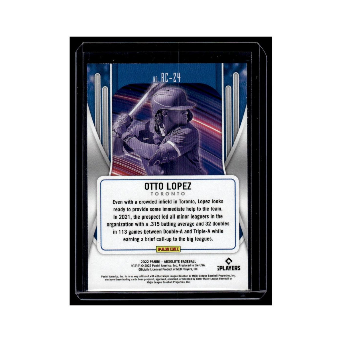 Otto Lopez 2022 Panini Absolute Rookie Class #RC-24 Toronto Blue Jays NM