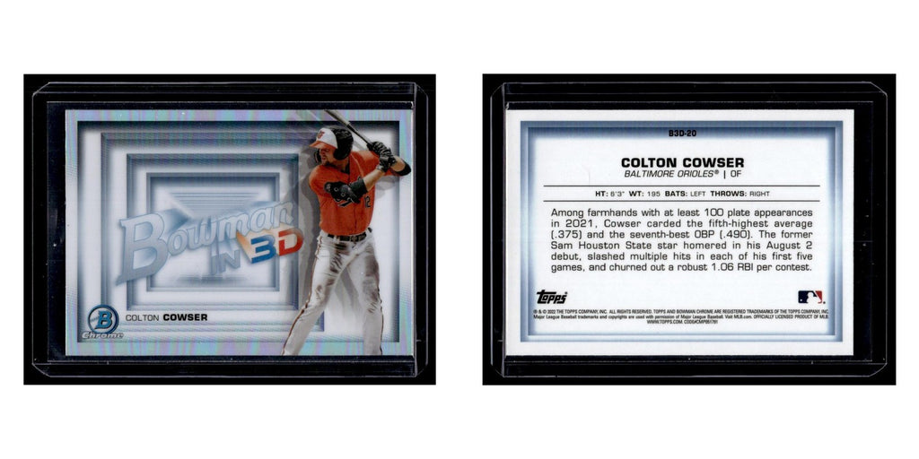 Colton Cowser 2022 Bowman Chrome  in 3-D #B3D-20 Baltimore Orioles NM