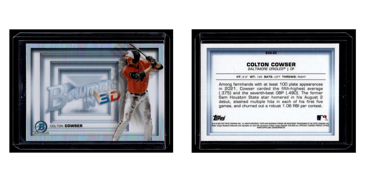 Colton Cowser 2022 Bowman Chrome  in 3-D #B3D-20 Baltimore Orioles NM