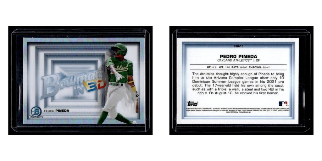 Pedro Pineda 2022 Bowman Chrome  in 3-D #B3D-15 Oakland Athletics NM
