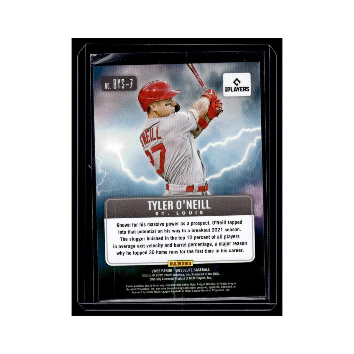 Tyler O'Neill 2022 Panini Absolute By Storm #BYS-7 St. Louis Cardinals NM