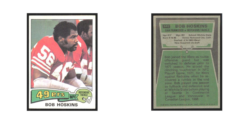 1975 Topps Bob Hoskins 49ers #442.0