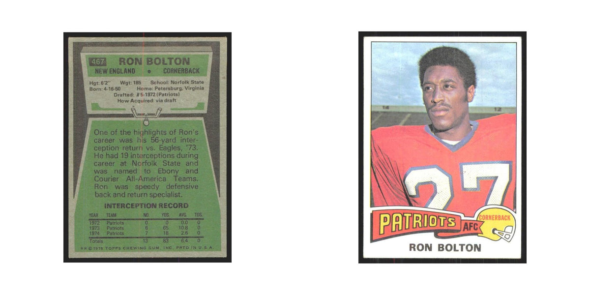 1975 Topps Ron Bolton Patriots #467.0