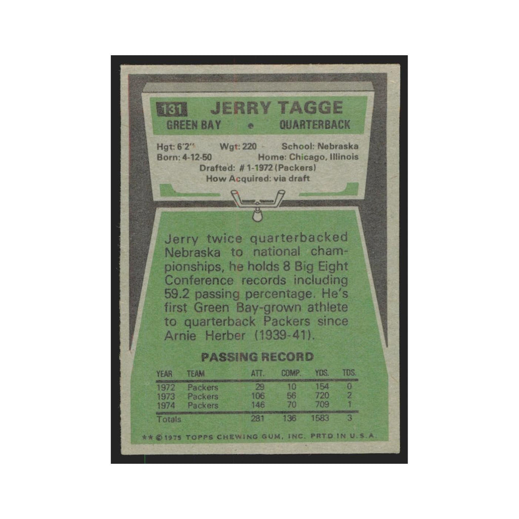1975 Topps Jerry Tagge Packers #131.0