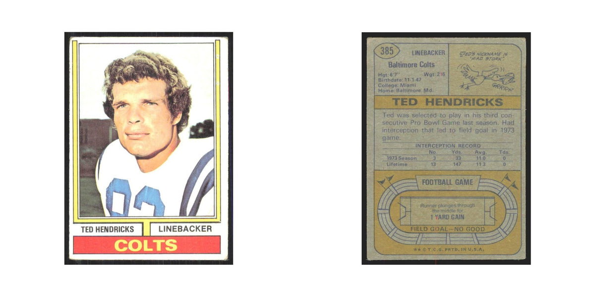 1974 Topps Ted Hendricks Baltimore Colts #385.0