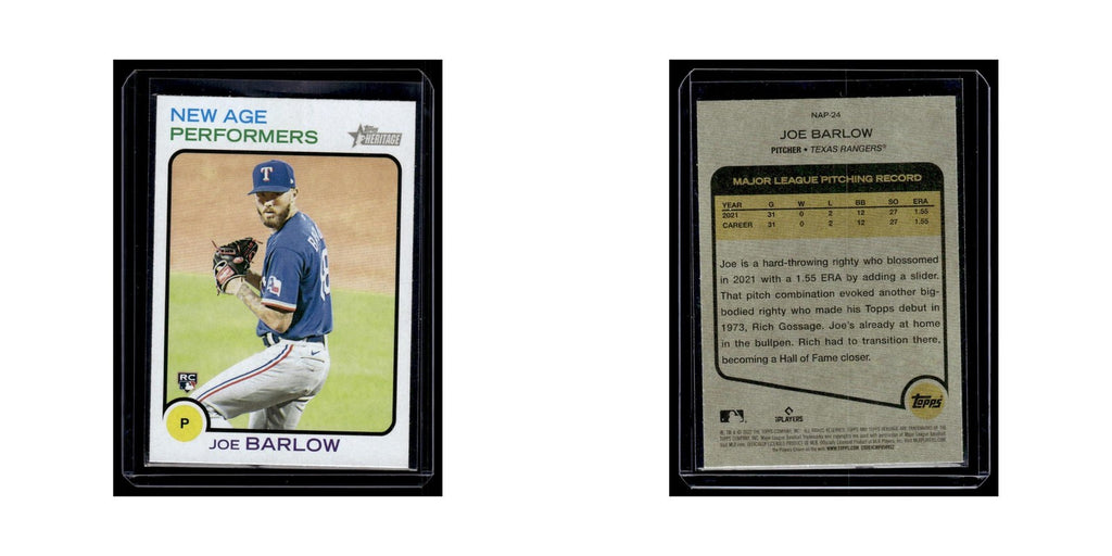Joe Barlow Rookie 2022 Topps Heritage New Age Performers #NAP-24 Rangers NM