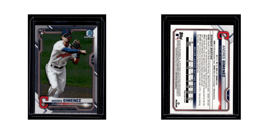 Andres Gimenez Rookie 2021 Bowman Chrome #12 Cleveland Indians Baseball Card NM