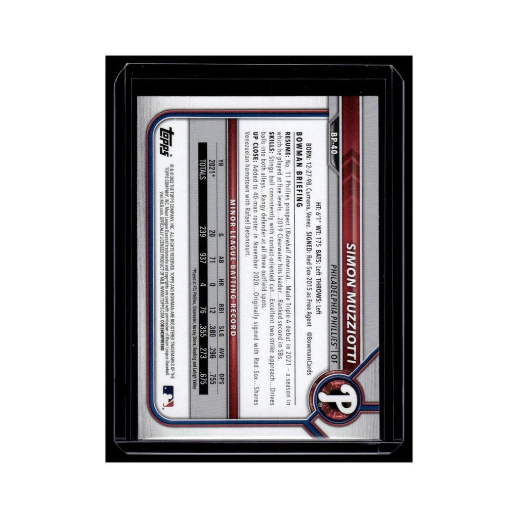 Simon Muzziotti 2022 Bowman Prospects #BP-40 Philadelphia Phillies NM