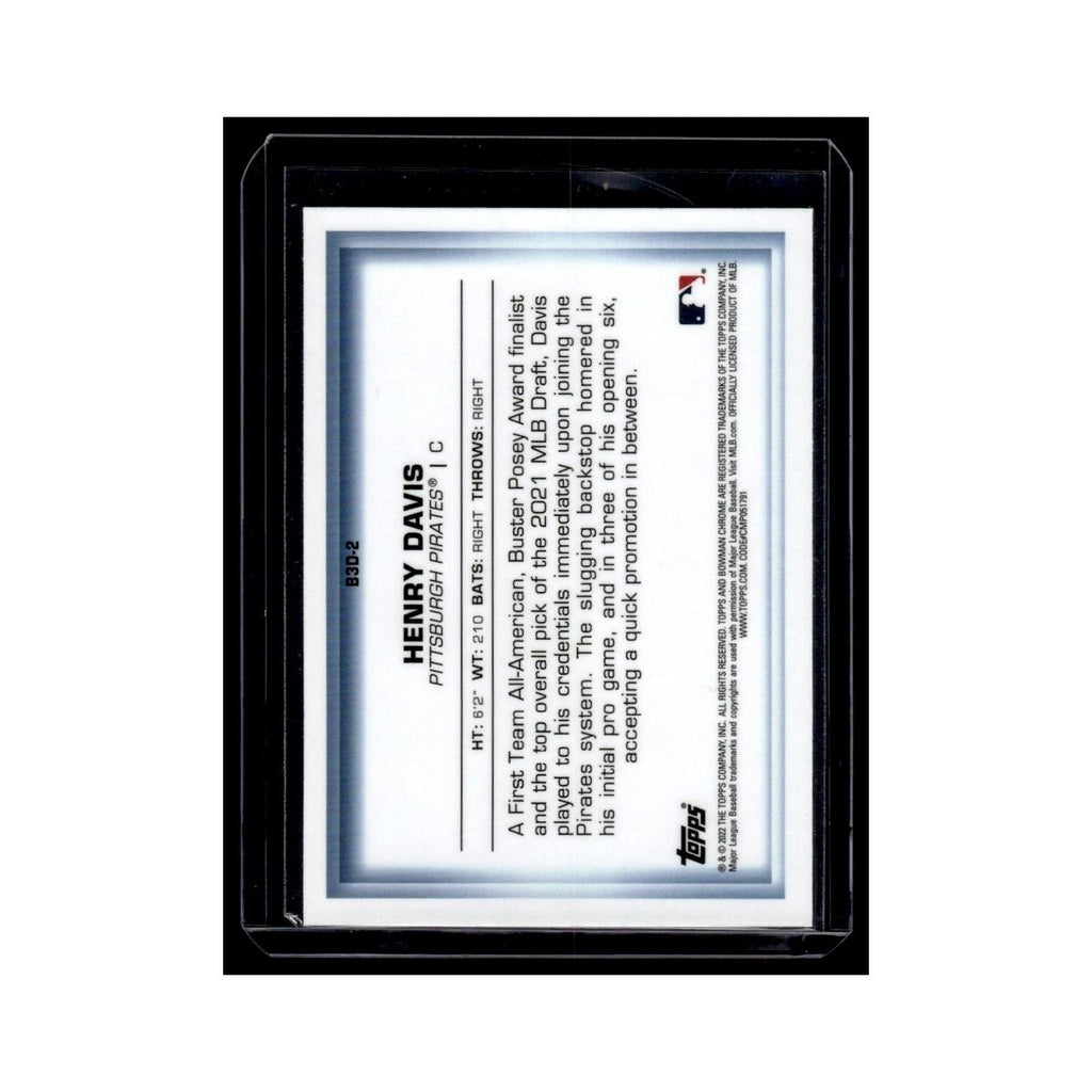 Henry Davis 2022 Bowman Chrome in 3D #B3D-2 Pittsburgh Pirates Baseball Card NM