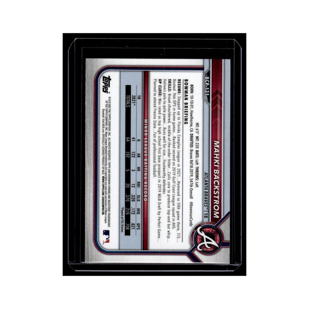 Mahki Backstrom 2022 Bowman Chrome Prospects #BCP-121 Atlanta Braves NM