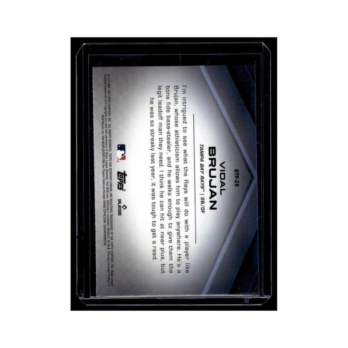 Vidal Brujan Rookie 2022 Bowman Chrome Top 100 #BTP-29 Tampa Bay Rays NM