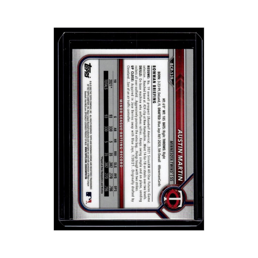 Austin Martin 2022 Bowman Chrome Prospects #BCP-139 Minnesota Twins NM