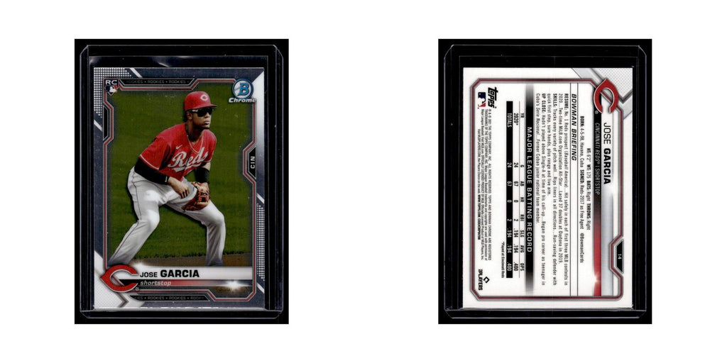 Jose Garcia Rookie 2021 Bowman Chrome #14 Cincinnati Reds Baseball Card NM
