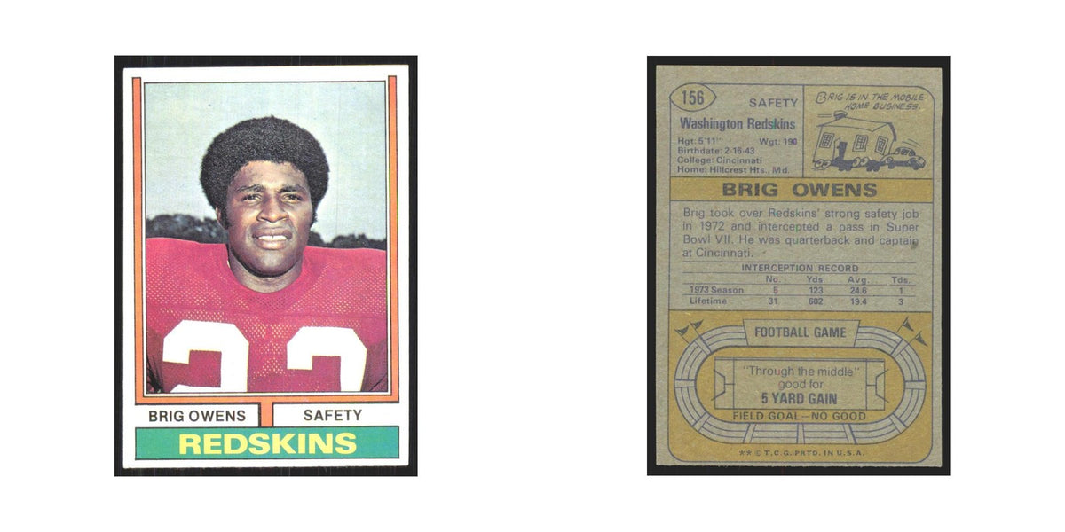 1974 Topps Brig Owens Redskins #156.0