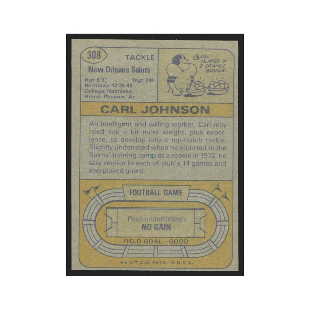 1974 Topps Carl Johnson Saints #308.0