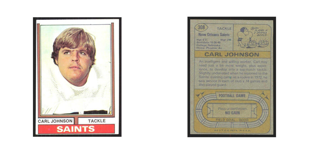 1974 Topps Carl Johnson Saints #308.0