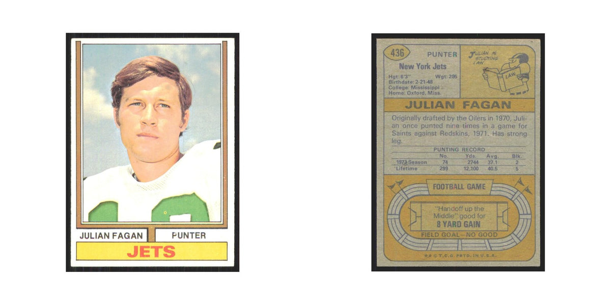 1974 Topps Julian Fagan Jets #436.0