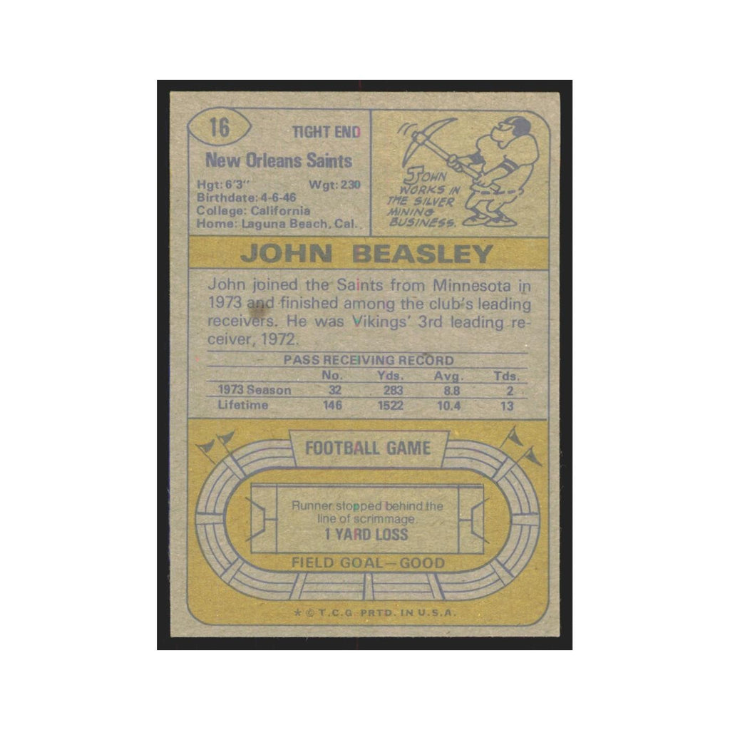 1974 Topps John Beasley Saints #16.0