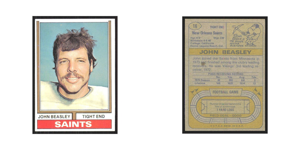 1974 Topps John Beasley Saints #16.0
