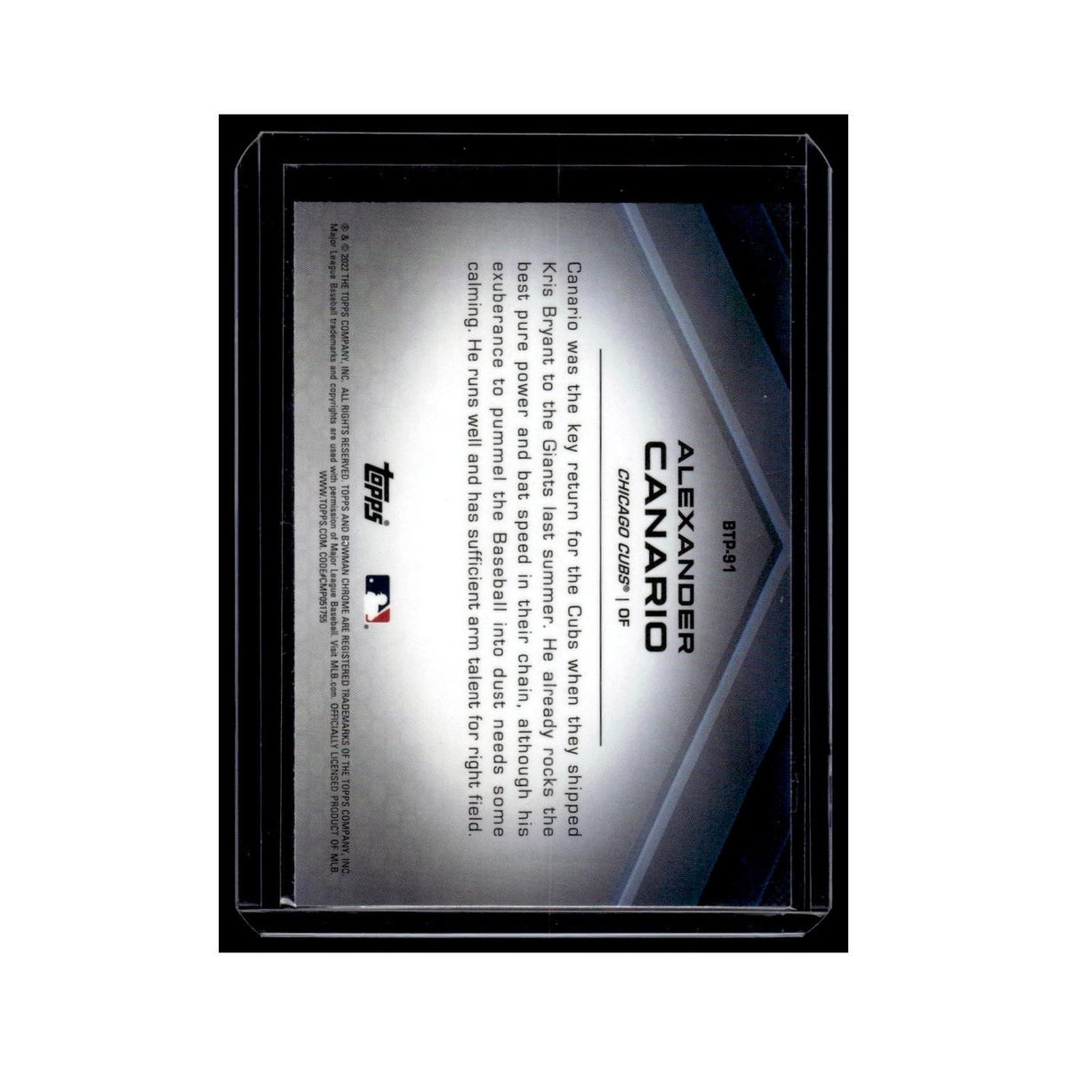 Alexander Canario 2022 Bowman Chrome Top 100 #BTP-91 Chicago Cubs NM