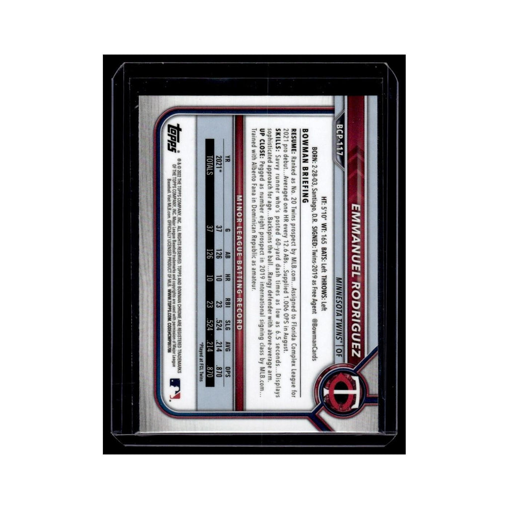 Emmanuel Rodriguez 2022 Bowman Chrome Prospects #BCP-117 Minnesota Twins NM