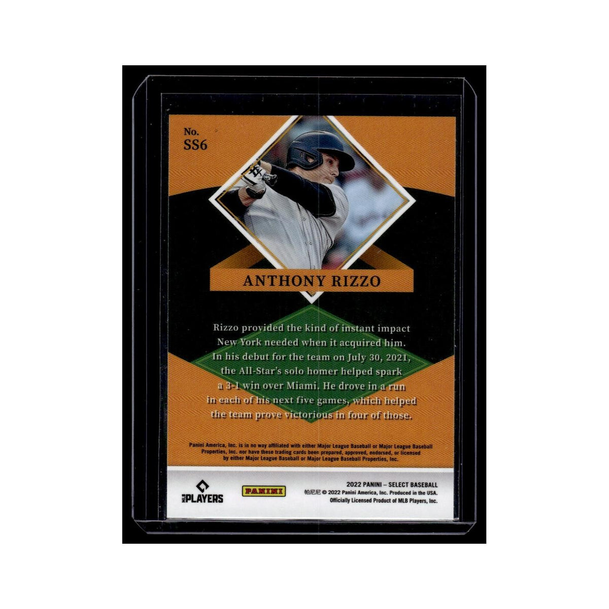 Anthony Rizzo 2022 Panini Select Stars #SS6 New York Yankees Baseball Card NM