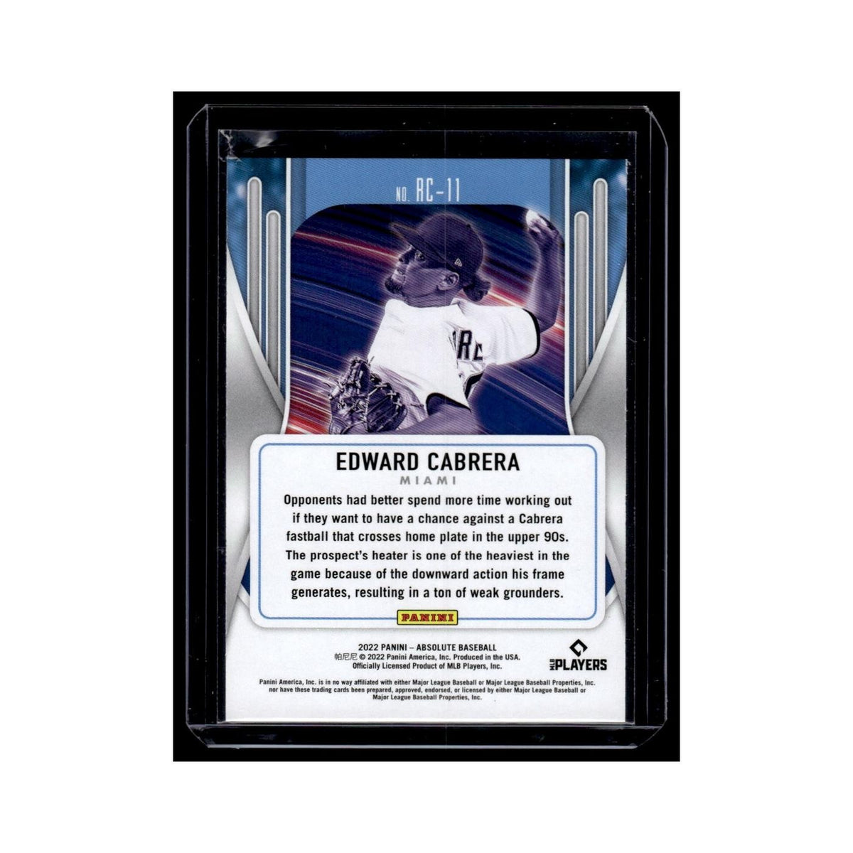 Edward Cabrera 2022 Panini Absolute Rookie Class #RC-11 Miami Marlins NM