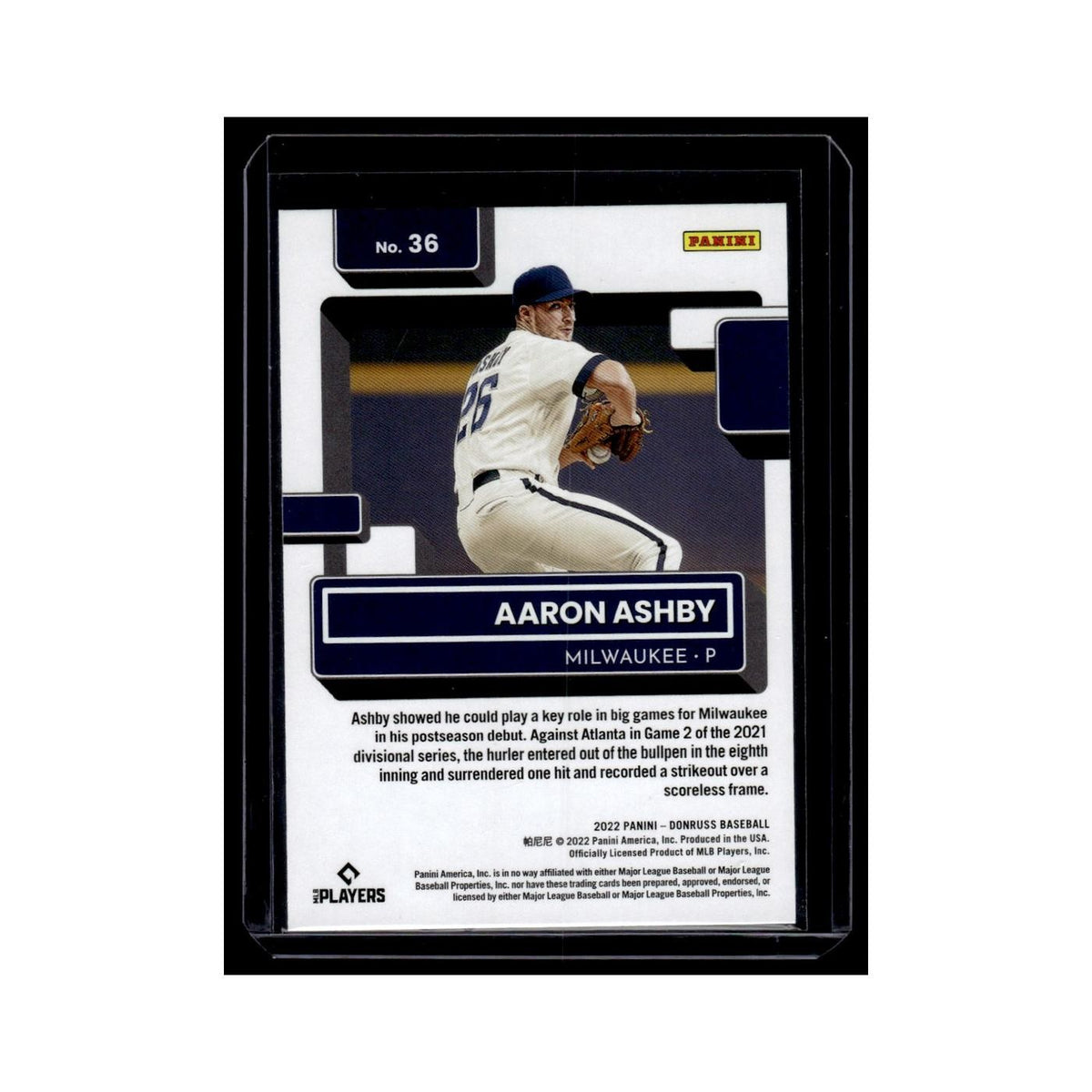 Aaron Ashby 2022 Donruss Rated Rookie #36 Milwaukee Brewers Baseball Card NM