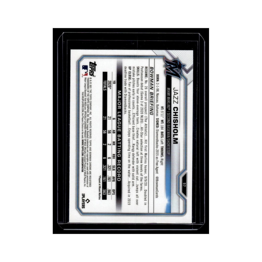 Jazz Chisholm Rookie 2021 Bowman Chrome #57 Miami Marlins Baseball Card NM