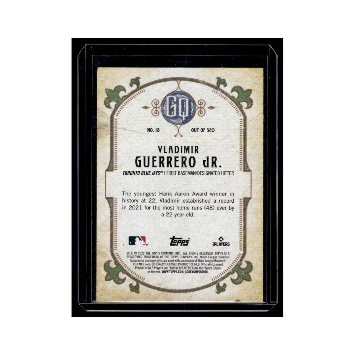 Vladimir Guerrero Jr. 2022 Topps Gypsy Queen #18 Toronto Blue Jays NM