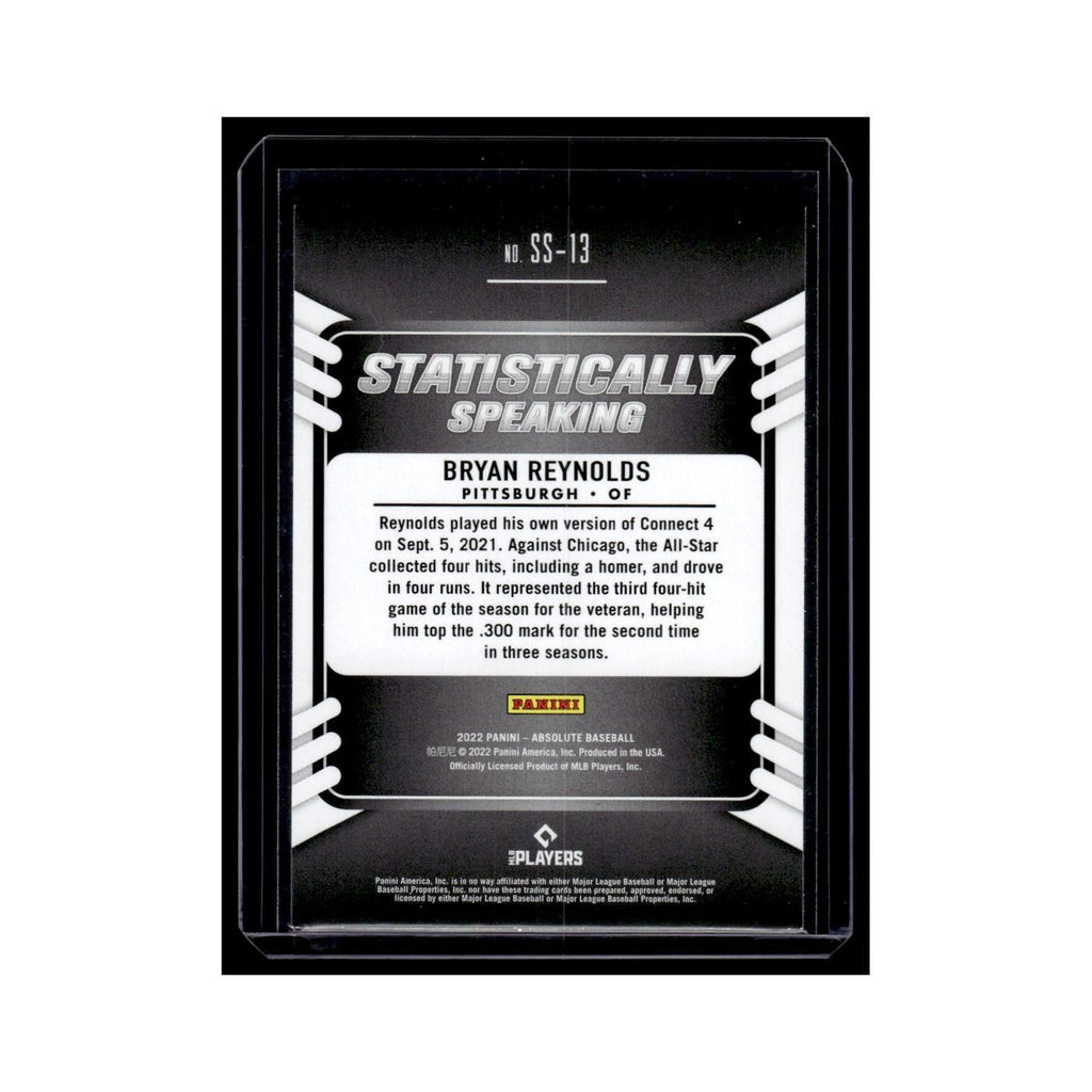 Bryan Reynolds 2022 Panini Absolute Statistically Speaking #SS-13 Pirates NM
