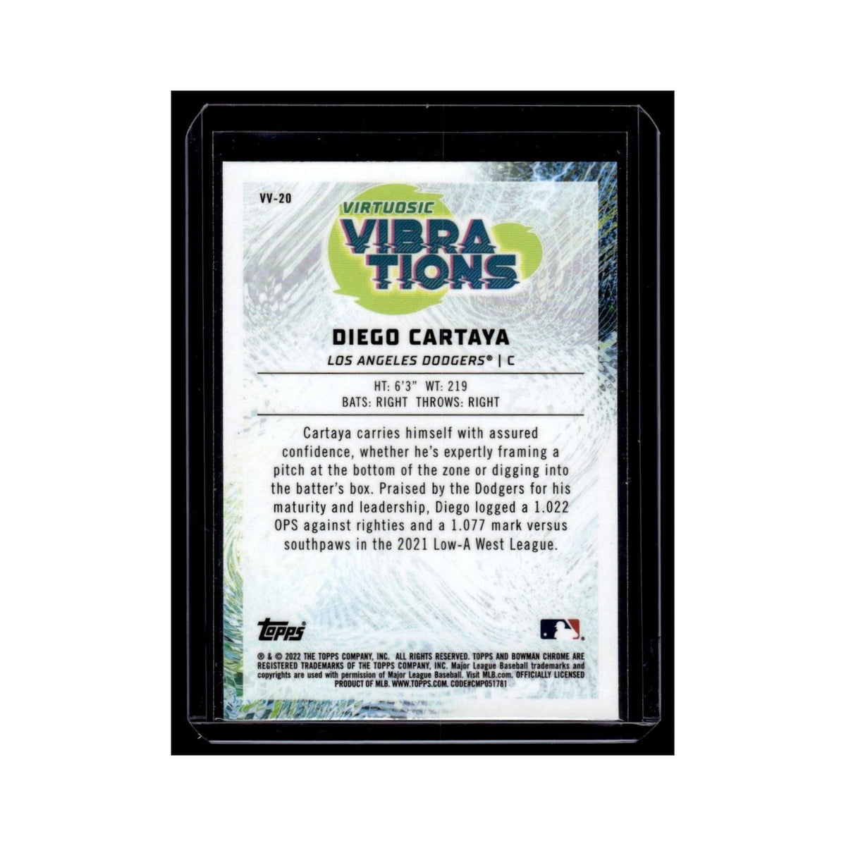 Diego Cartaya 2022 Bowman Chrome Virtuosic Vibrations #VV-20 Dodgers NM