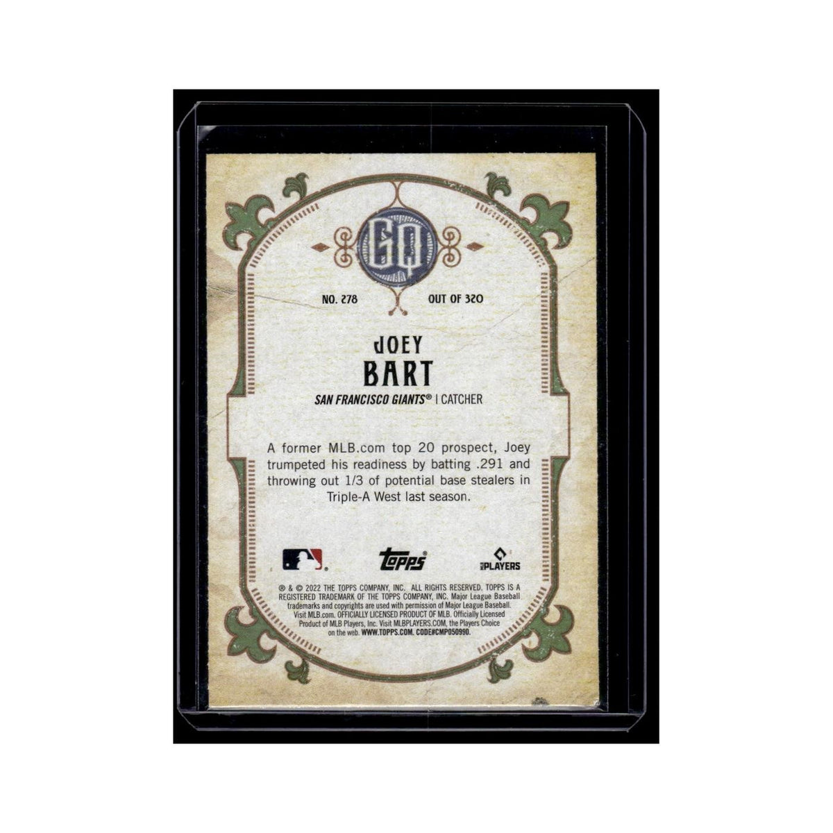 Joey Bart 2022 Topps Gypsy Queen #278 San Francisco Giants Baseball Card NM
