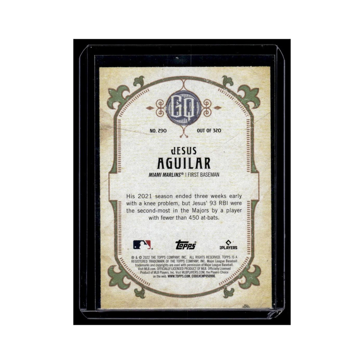 Jesus Aguilar 2022 Topps Gypsy Queen #290 Miami Marlins Baseball Card NM