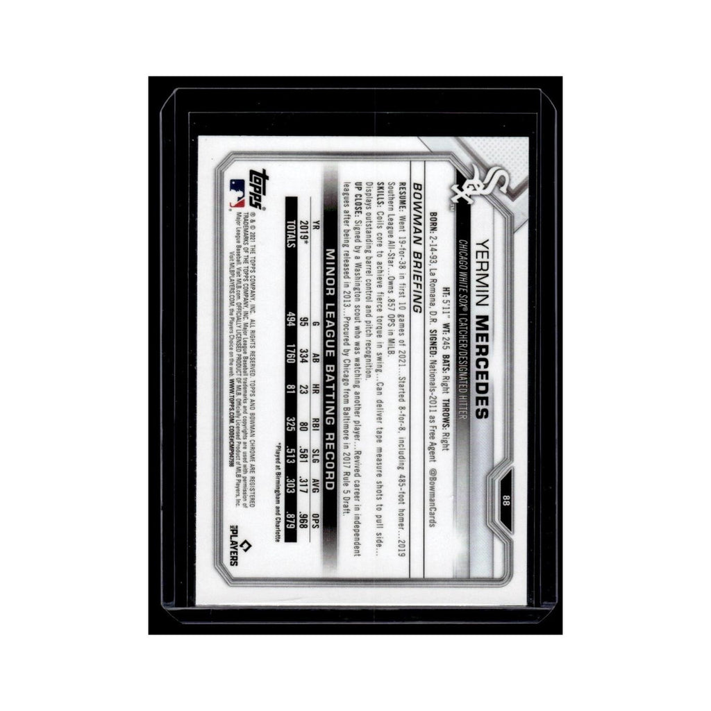 Yermin Mercedes Rookie 2021 Bowman Chrome #88 Chicago White Sox Baseball Card NM