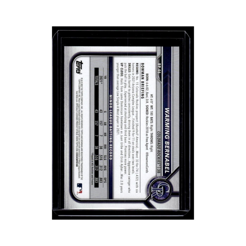 Warming Bernabel 2022 Bowman Prospects #BP-46 Colorado Rockies Baseball Card NM