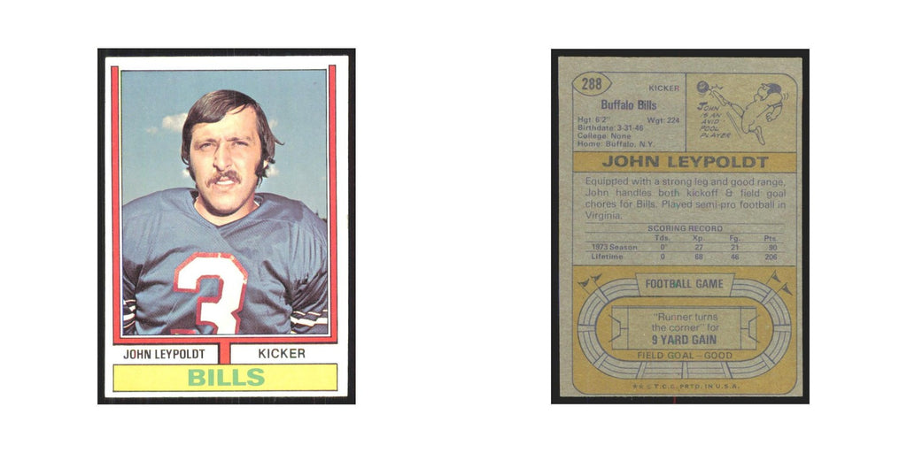 1974 Topps John Leypoldt Bills #288.0