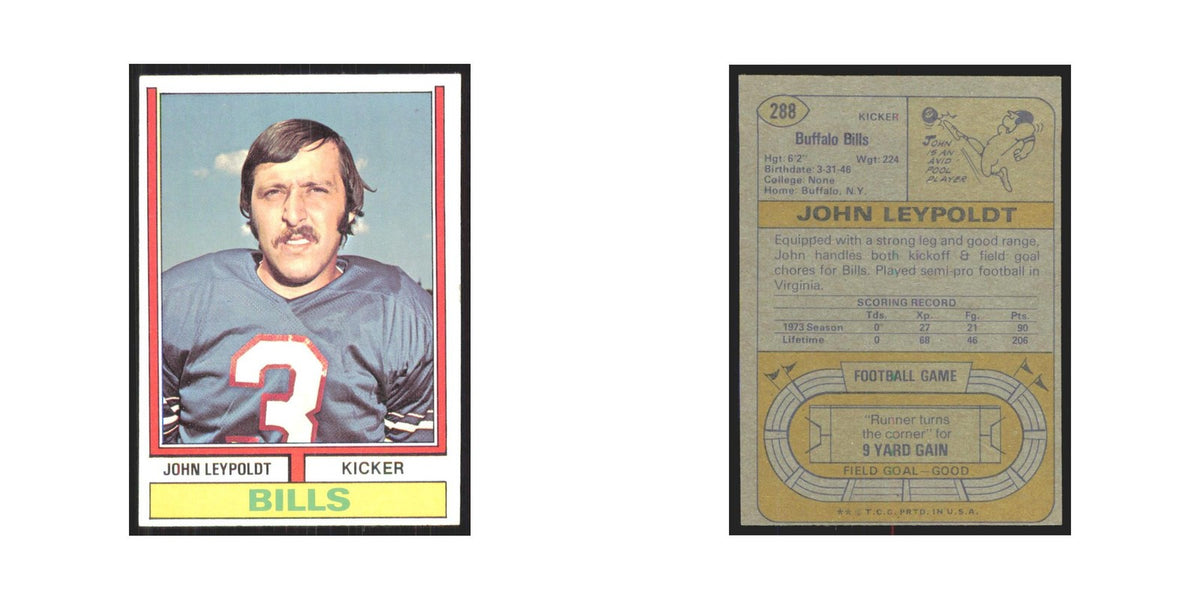 1974 Topps John Leypoldt Bills #288.0