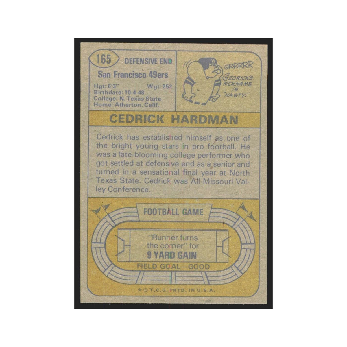 1974 Topps Cedrick Hardman 49ers #165.0