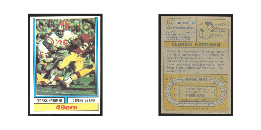 1974 Topps Cedrick Hardman 49ers #165.0